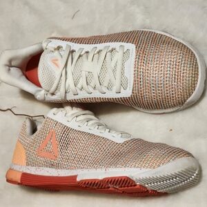 Reebok White and Orange Athletic Sneakers